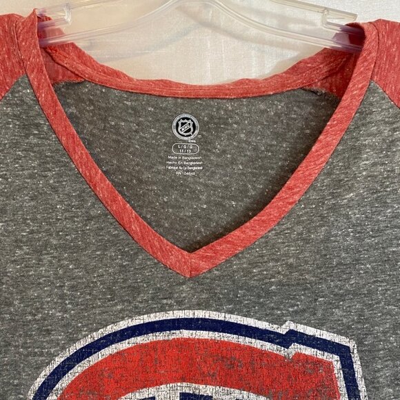 NHL Montreal Canadiens  Heathered Grey T-Shirt Ladies Lg - Picture 3 of 9